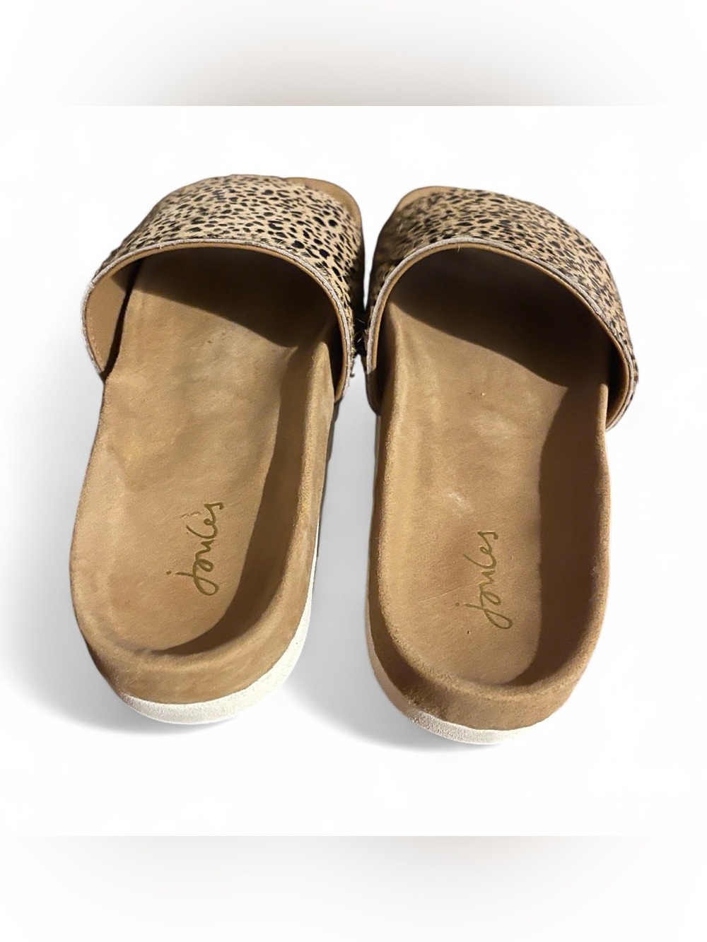 Joules Leopard Print Slide Sandals - Tan/Black - Picture 3 of 6